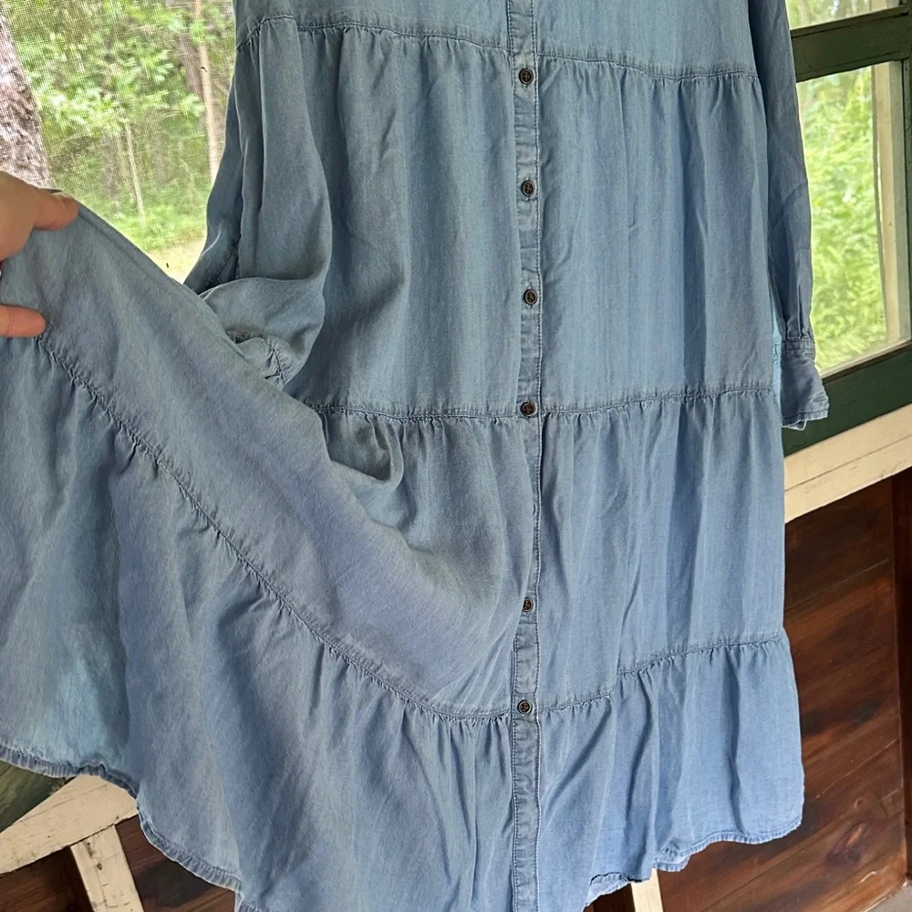 Blue Denim Button-Down Dress L - Picture 5 of 8